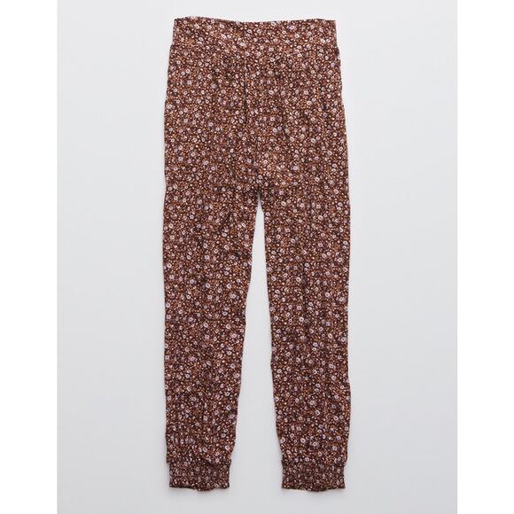 Aerie Homebody Jogger Pants Lightweight Size XS Casual Comfortable Mauve Floral - Picture 4 of 16